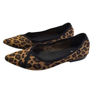 MIA Jennette Leopard Print Fly Knit Pointed Toe Ballet Flats Sz 8M